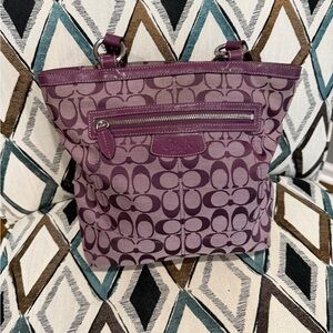 Coach Signature Pattern Purple Purse